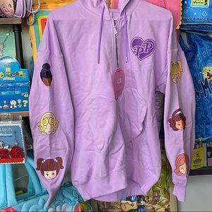 Polly Pocket Embroidered Lavender Heart Zip Hoodie